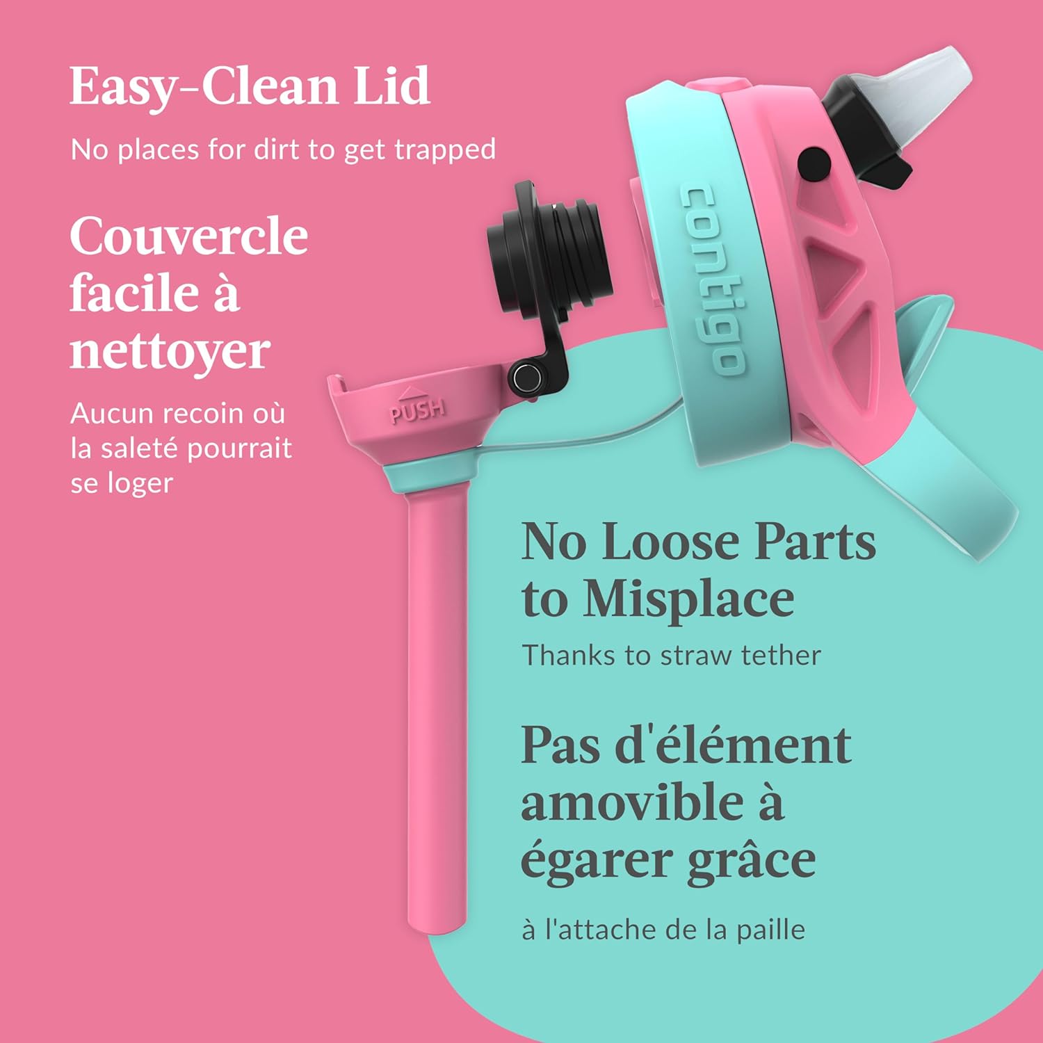 Contigo - Bouteille d'eau Pour Enfant, Couvercle Anti-fuite, Capacité de 414ml, Motif d'alpaga - Simple Boutique