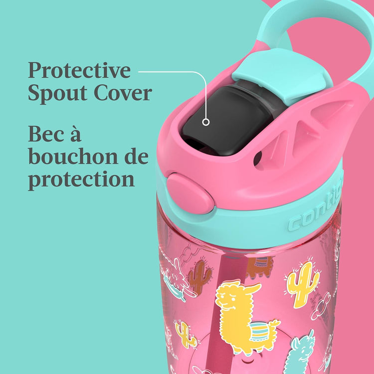 Contigo - Bouteille d'eau Pour Enfant, Couvercle Anti-fuite, Capacité de 414ml, Motif d'alpaga - Simple Boutique