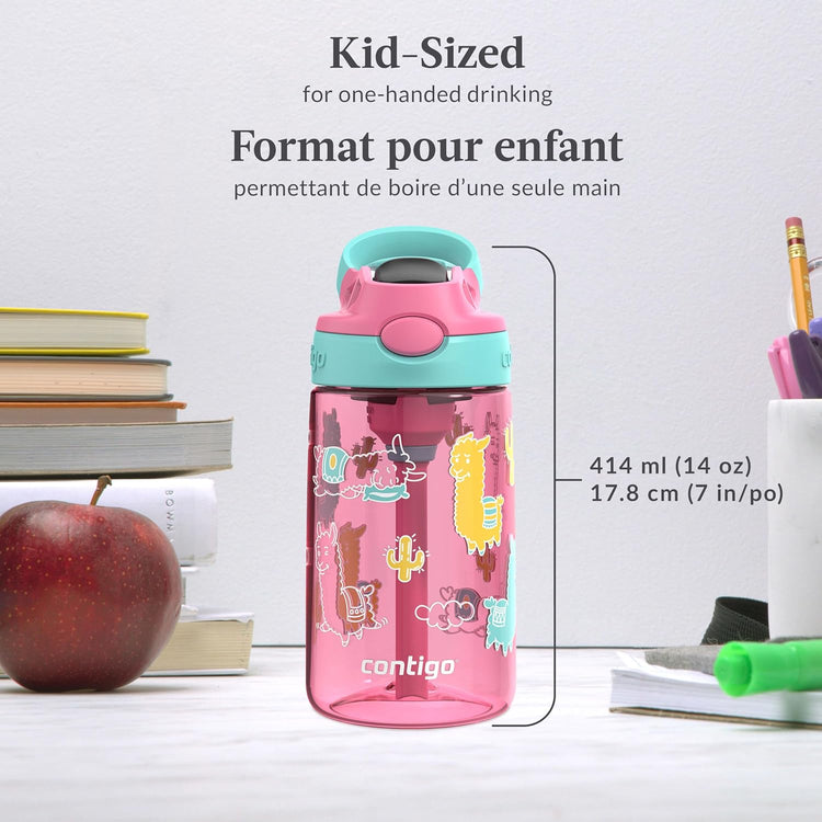 Contigo - Bouteille d'eau Pour Enfant, Couvercle Anti-fuite, Capacité de 414ml, Motif d'alpaga - Simple Boutique