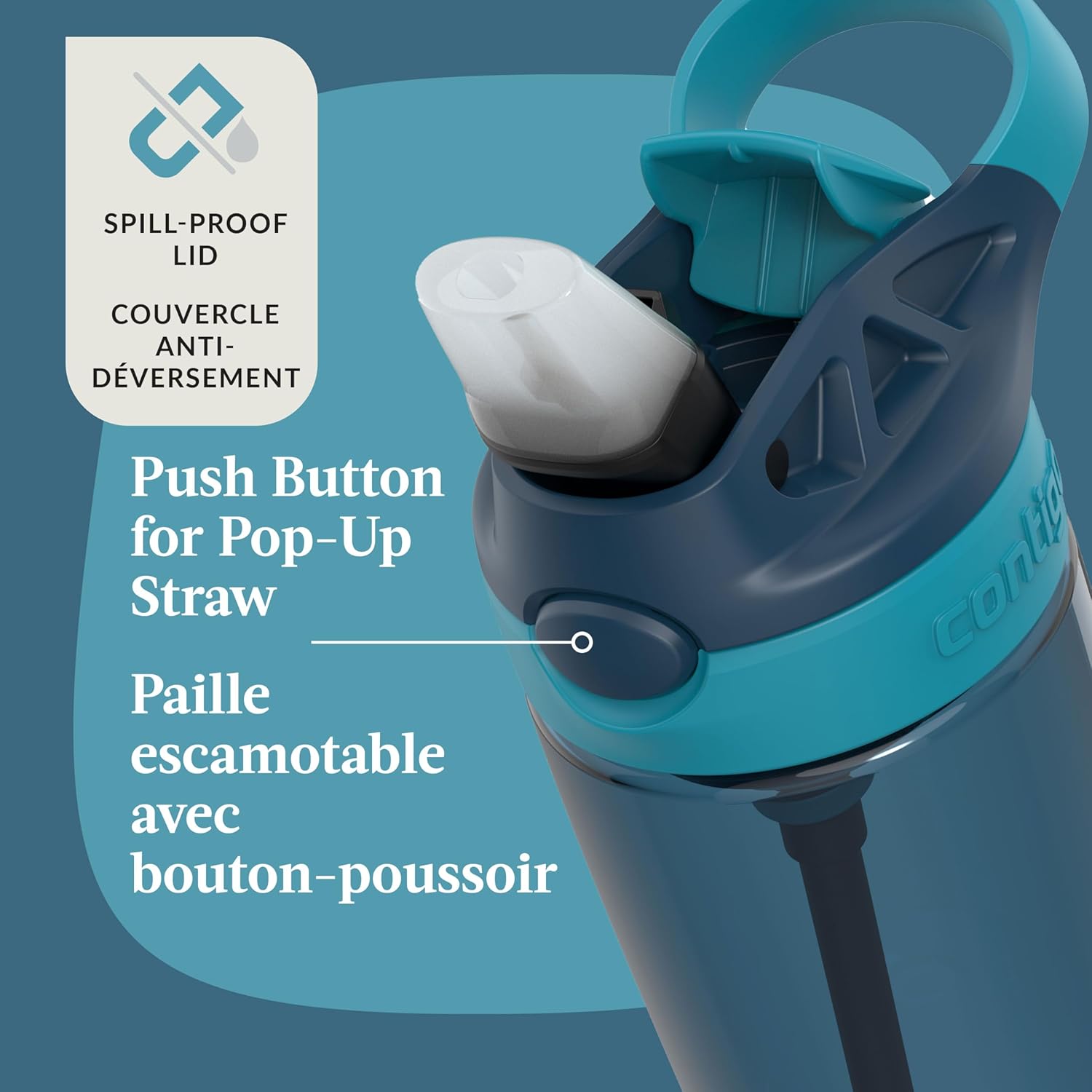 Contigo - Bouteille d'eau Pour Enfant, Couvercle Anti-fuite, Capacité de 591ml, Bleu - Simple Boutique
