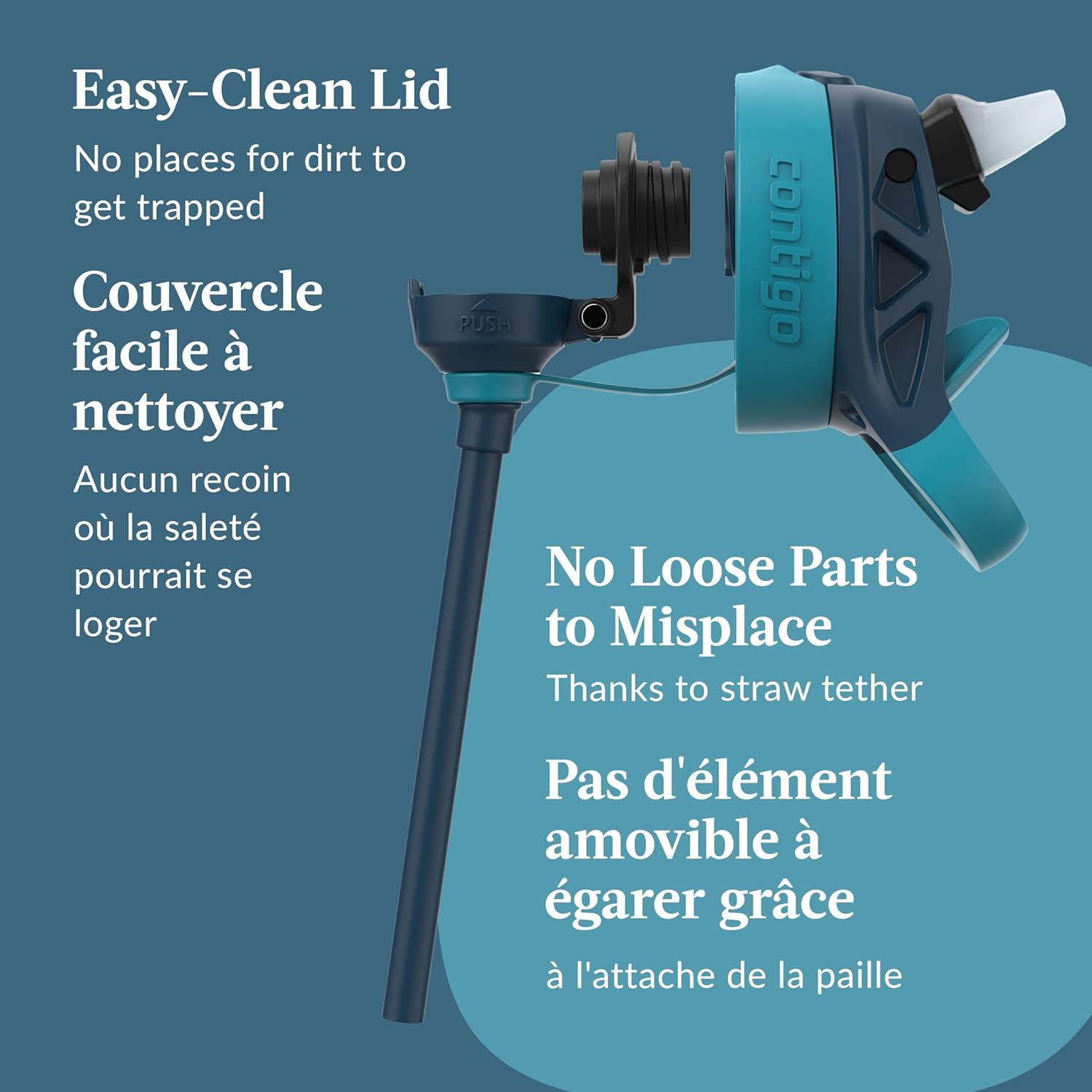 Contigo - Bouteille d'eau Pour Enfant, Couvercle Anti-fuite, Capacité de 591ml, Bleu - Simple Boutique