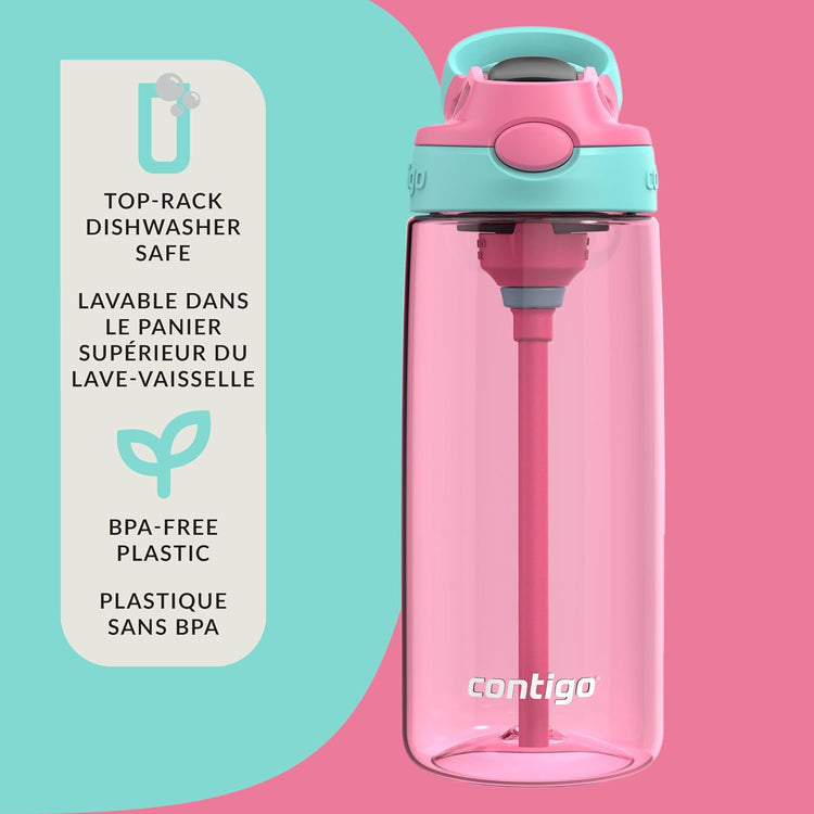 Contigo - Bouteille d'eau Pour Enfant, Couvercle Anti-fuite, Capacité de 591ml, Rose - Simple Boutique