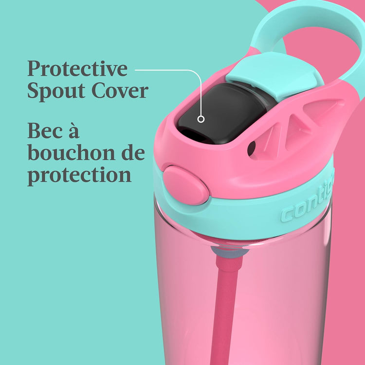 Contigo - Bouteille d'eau Pour Enfant, Couvercle Anti-fuite, Capacité de 591ml, Rose - Simple Boutique