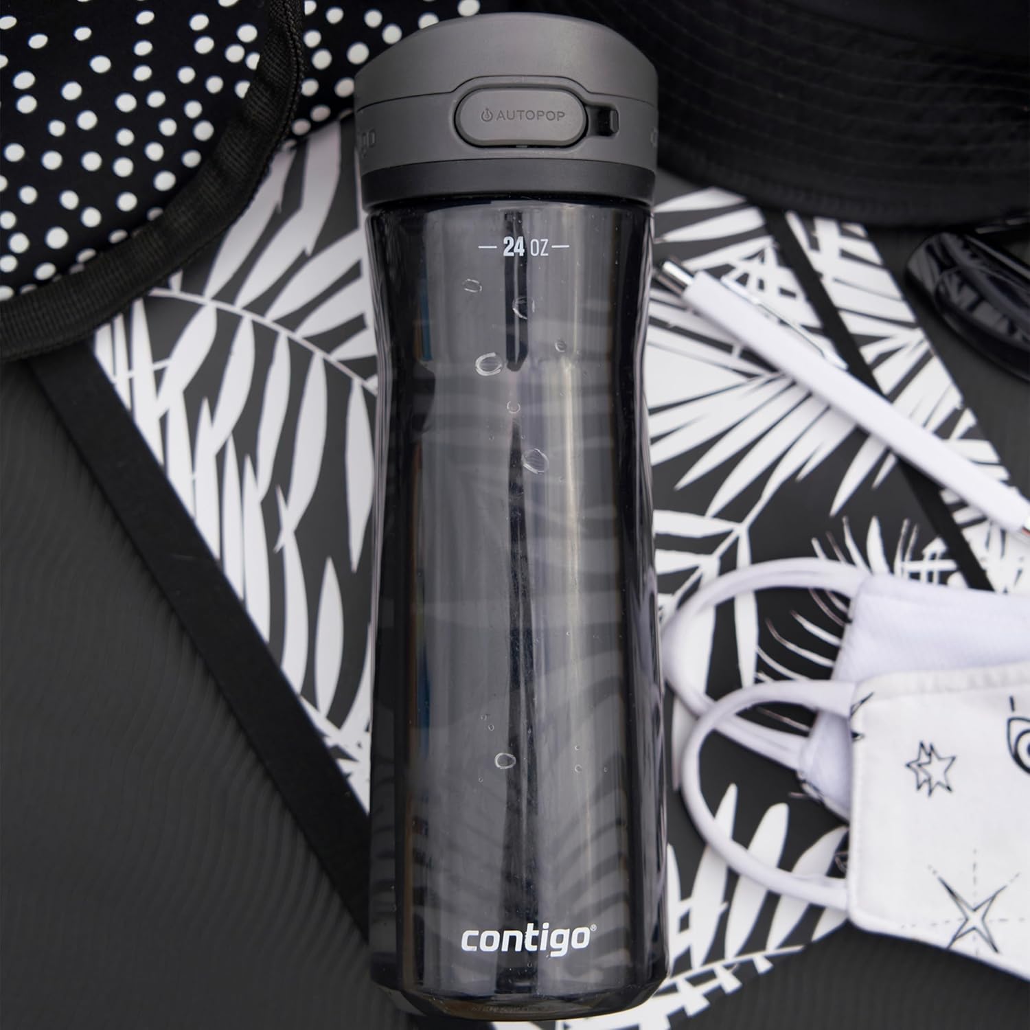 Contigo - Bouteille d'eau avec Couvercle Anti-fuite et Verrouillage, Sans BPA, Capacité de 709ml, Noir - Simple Boutique