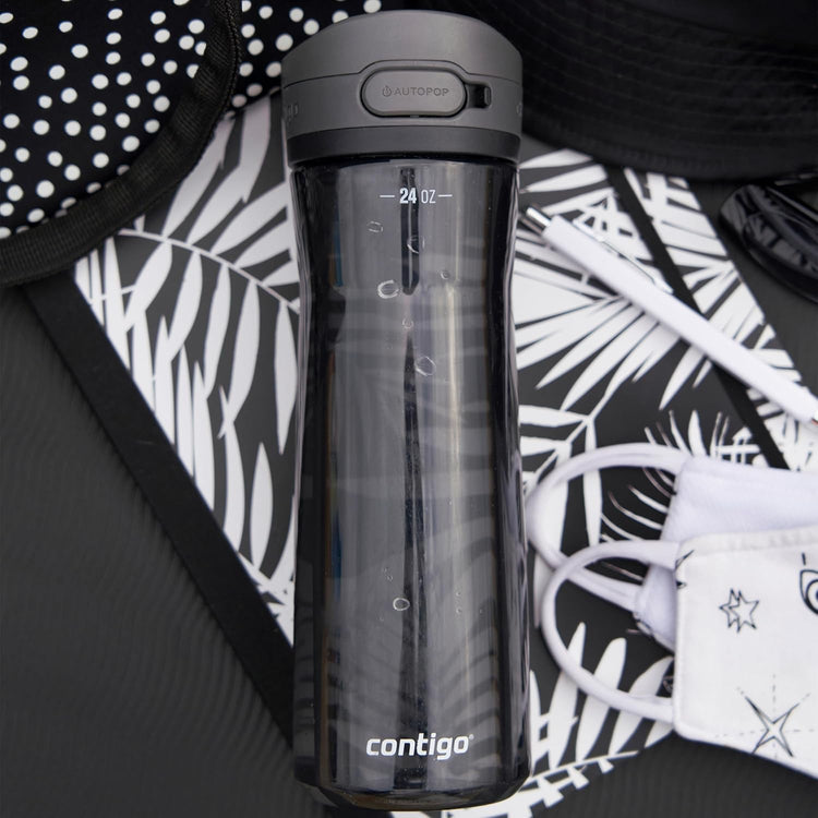 Contigo - Bouteille d'eau avec Couvercle Anti-fuite et Verrouillage, Sans BPA, Capacité de 709ml, Noir - Simple Boutique