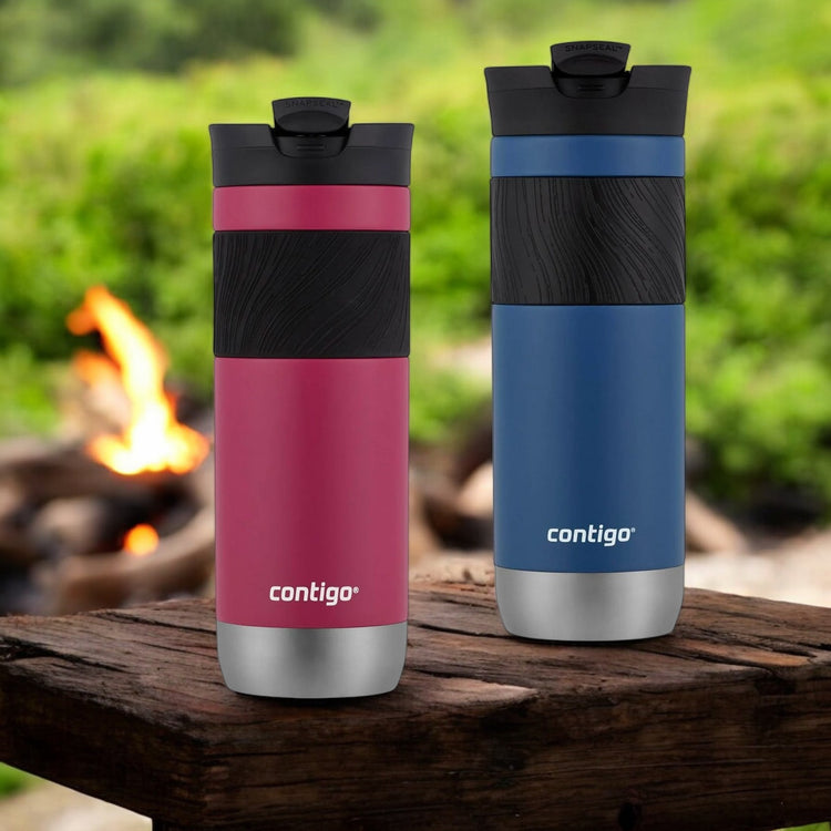 Contigo - Duo de Tasses de Voyage SNAPSEAL Byron en Acier Inoxydable, Isotherme, Capacité de 20oz / 568ml, Bleu Maïs et Rose Fruit du Dragon - Simple Boutique