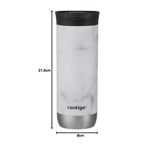 Contigo - Tasse de Voyage SNAPSEAL Huron Couture 2.0 en Acier Inoxydable, Isotherme, Capacité de 20oz / 568ml, Blanc Marbré - Simple Boutique