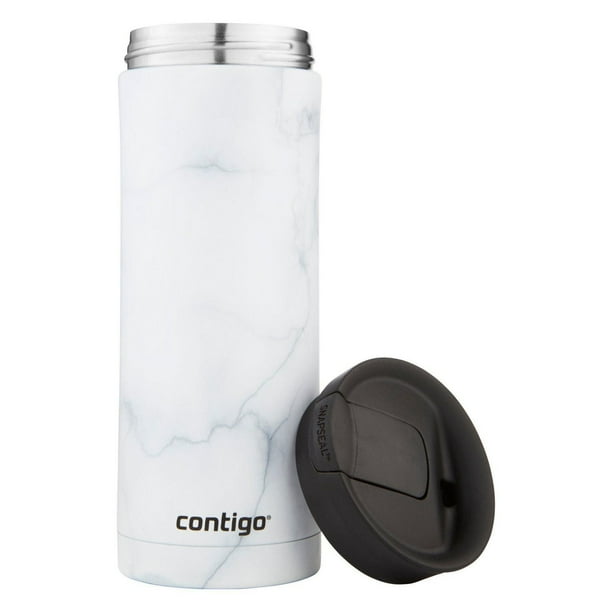Contigo - Tasse de Voyage SNAPSEAL Huron Couture 2.0 en Acier Inoxydable, Isotherme, Capacité de 20oz / 568ml, Blanc Marbré - Simple Boutique