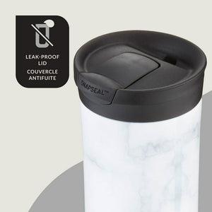 Contigo - Tasse de Voyage SNAPSEAL Huron Couture 2.0 en Acier Inoxydable, Isotherme, Capacité de 20oz / 568ml, Blanc Marbré - Simple Boutique