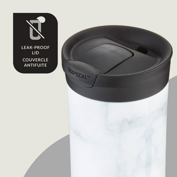 Contigo - Tasse de Voyage SNAPSEAL Huron Couture 2.0 en Acier Inoxydable, Isotherme, Capacité de 20oz / 568ml, Blanc Marbré - Simple Boutique