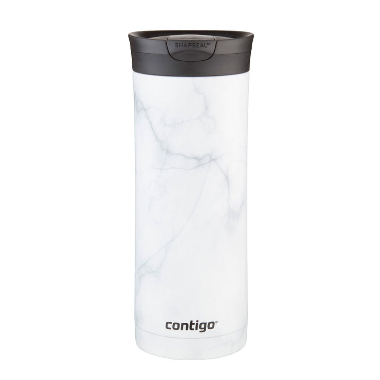 Contigo - Tasse de Voyage SNAPSEAL Huron Couture 2.0 en Acier Inoxydable, Isotherme, Capacité de 20oz / 568ml, Blanc Marbré - Simple Boutique