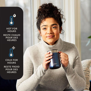 Contigo - Tasse de Voyage avec Anse Streetervlle en Acier Inoxydable avec Couvercle Coulissant, Isotherme, Capacité de 14oz / 414ml, Bleu Maïs - Simple Boutique