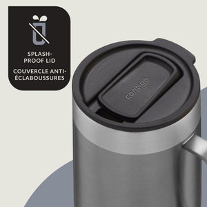 Contigo - Tasse de Voyage avec Anse Streetervlle en Acier Inoxydable avec Couvercle Coulissant, Isotherme, Capacité de 14oz / 414ml, Gris Saké - Simple Boutique