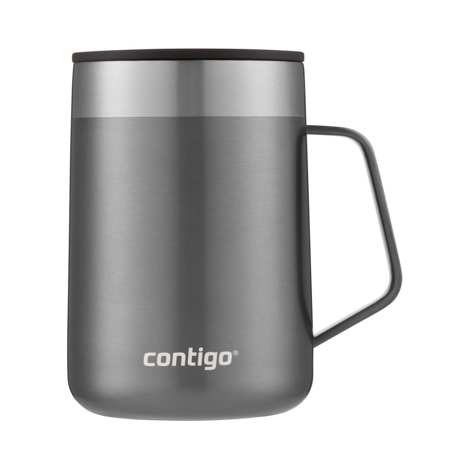 Contigo - Tasse de Voyage avec Anse Streetervlle en Acier Inoxydable avec Couvercle Coulissant, Isotherme, Capacité de 14oz / 414ml, Gris Saké - Simple Boutique