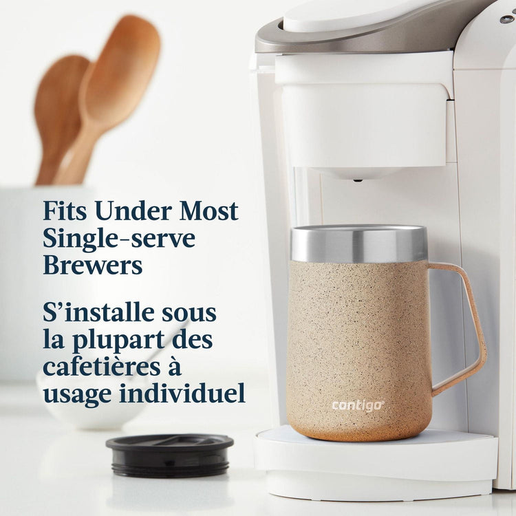 Contigo - Tasse de Voyage avec Anse Streetervlle en Acier Inoxydable avec Couvercle Coulissant, Isotherme, Capacité de 14oz / 414ml, Moucheté de Cassonade - Simple Boutique
