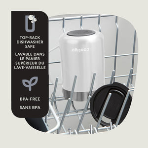 Contigo - Tasse de Voyage en Acier Inoxydable Isolé, Couvercle Anti-éclaboussures, Capacité de 414ml, Blanc - Simple Boutique
