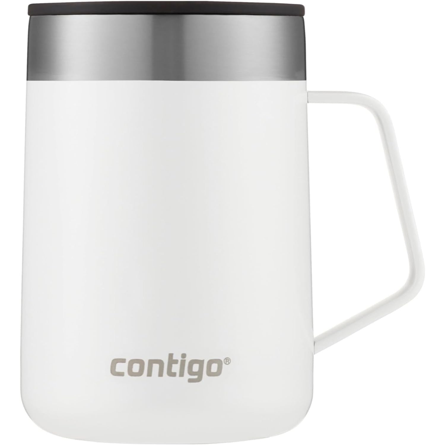 Contigo - Tasse de Voyage en Acier Inoxydable Isolé, Couvercle Anti-éclaboussures, Capacité de 414ml, Blanc - Simple Boutique