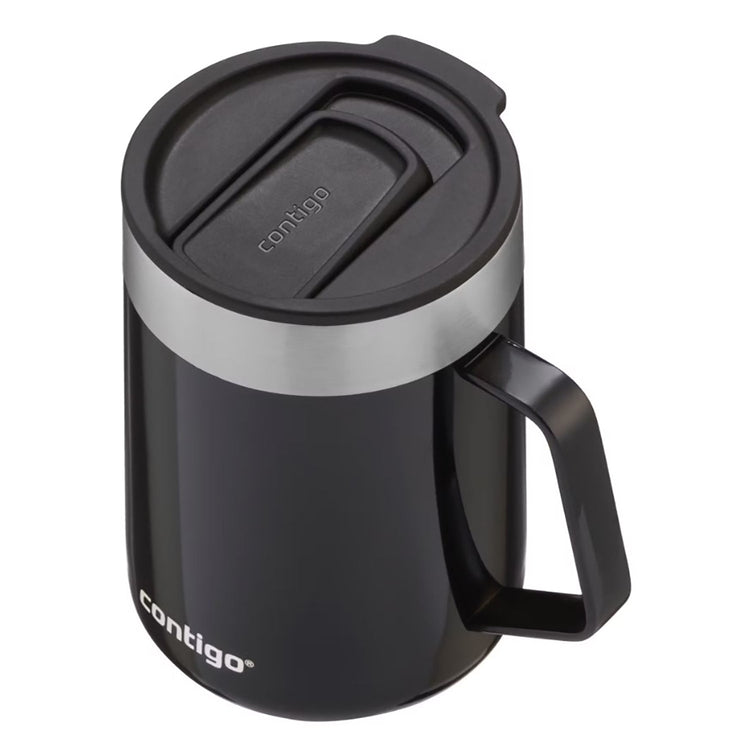 Contigo - Tasse de Voyage en Acier Inoxydable Isolé, Couvercle Anti-éclaboussures, Capacité de 414ml, Noir - Simple Boutique