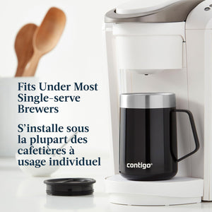 Contigo - Tasse de Voyage en Acier Inoxydable Isolé, Couvercle Anti-éclaboussures, Capacité de 414ml, Noir - Simple Boutique