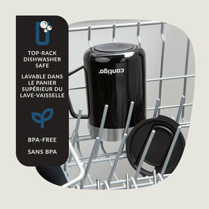 Contigo - Tasse de Voyage en Acier Inoxydable Isolé, Couvercle Anti-éclaboussures, Capacité de 414ml, Noir - Simple Boutique