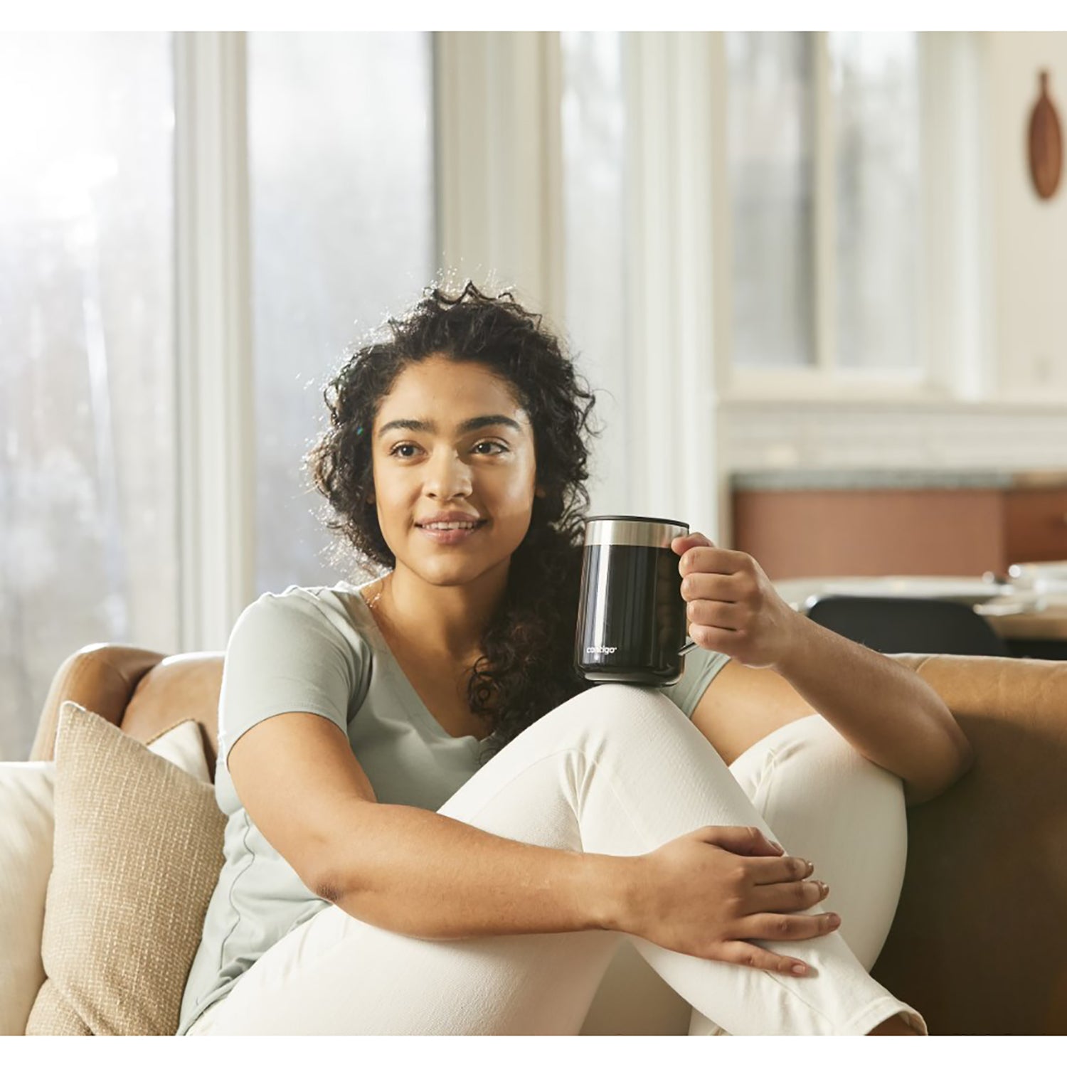 Contigo - Tasse de Voyage en Acier Inoxydable Isolé, Couvercle Anti-éclaboussures, Capacité de 414ml, Noir - Simple Boutique