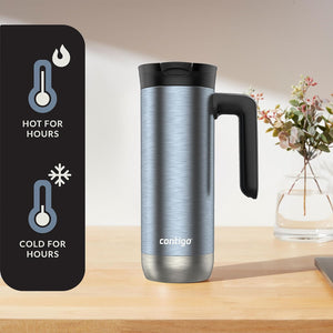 Contigo - Tasse de Voyage en Acier Inoxydable, Isotherme, Système SnapSeal, Capacité de 20oz, Bleu - Simple Boutique
