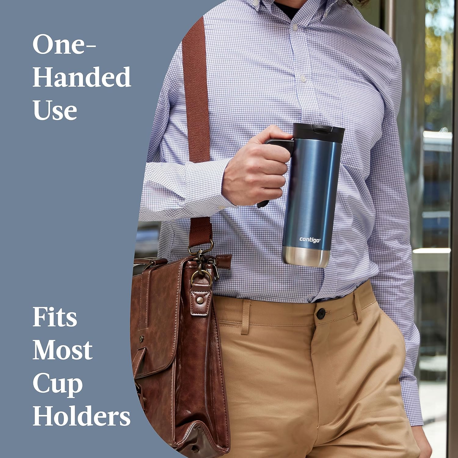 Contigo - Tasse de Voyage en Acier Inoxydable, Isotherme, Système SnapSeal, Capacité de 20oz, Bleu - Simple Boutique