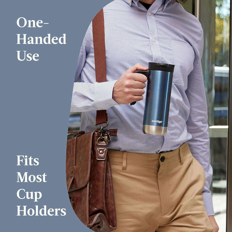 Contigo - Tasse de Voyage en Acier Inoxydable, Isotherme, Système SnapSeal, Capacité de 20oz, Bleu - Simple Boutique