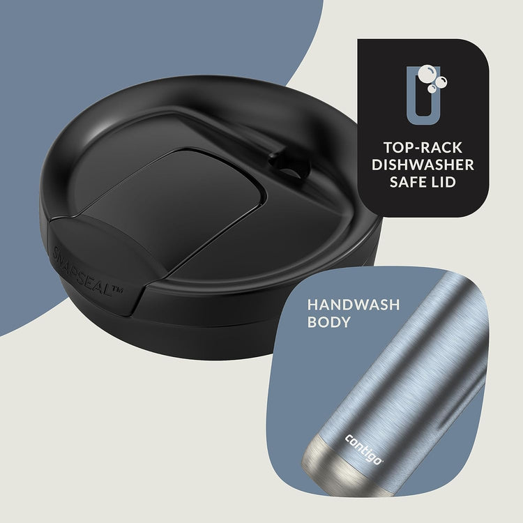 Contigo - Tasse de Voyage en Acier Inoxydable, Isotherme, Système SnapSeal, Capacité de 20oz, Bleu - Simple Boutique
