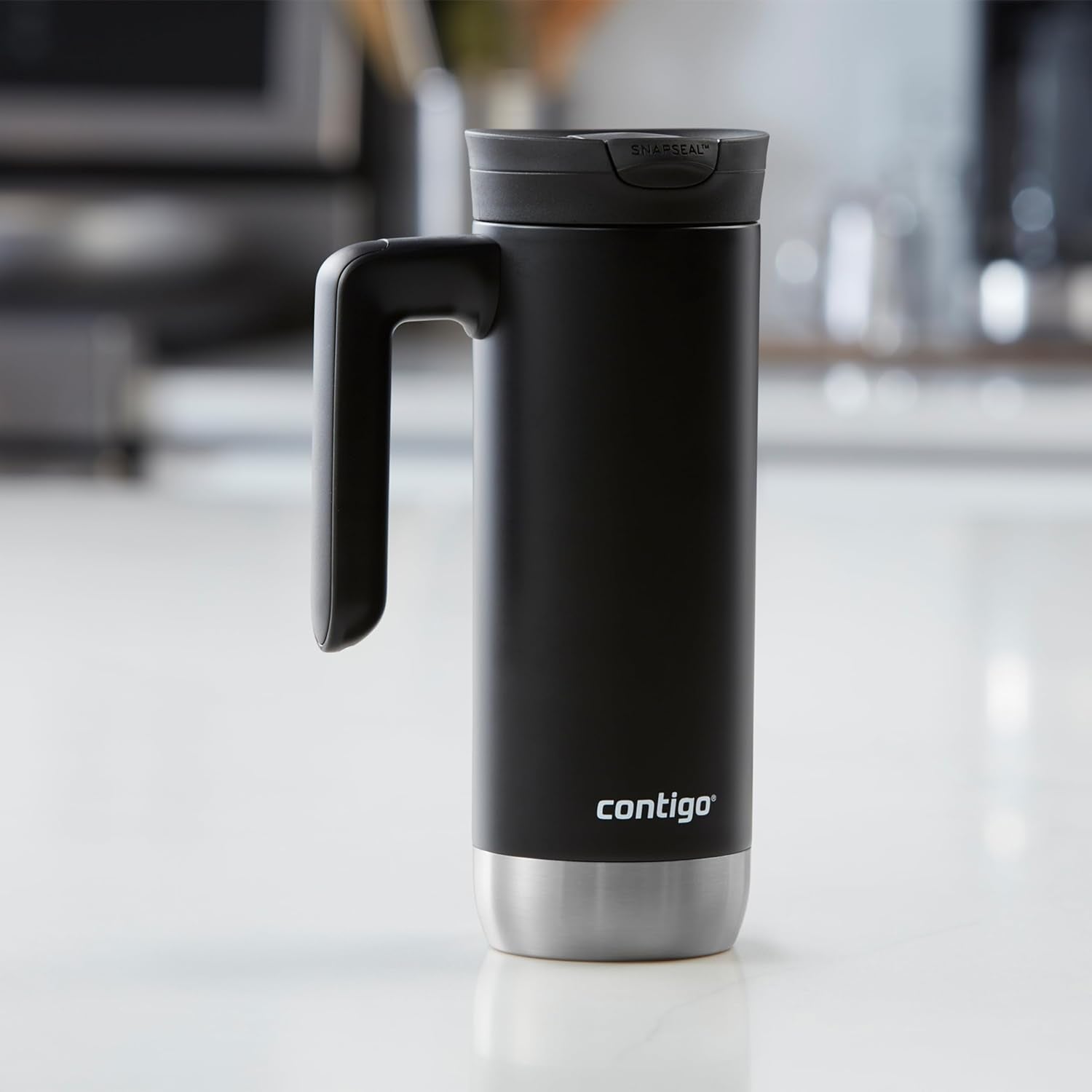 Contigo - Tasse de Voyage en Acier Inoxydable, Isotherme, Système SnapSeal, Capacité de 20oz, Noir - Simple Boutique