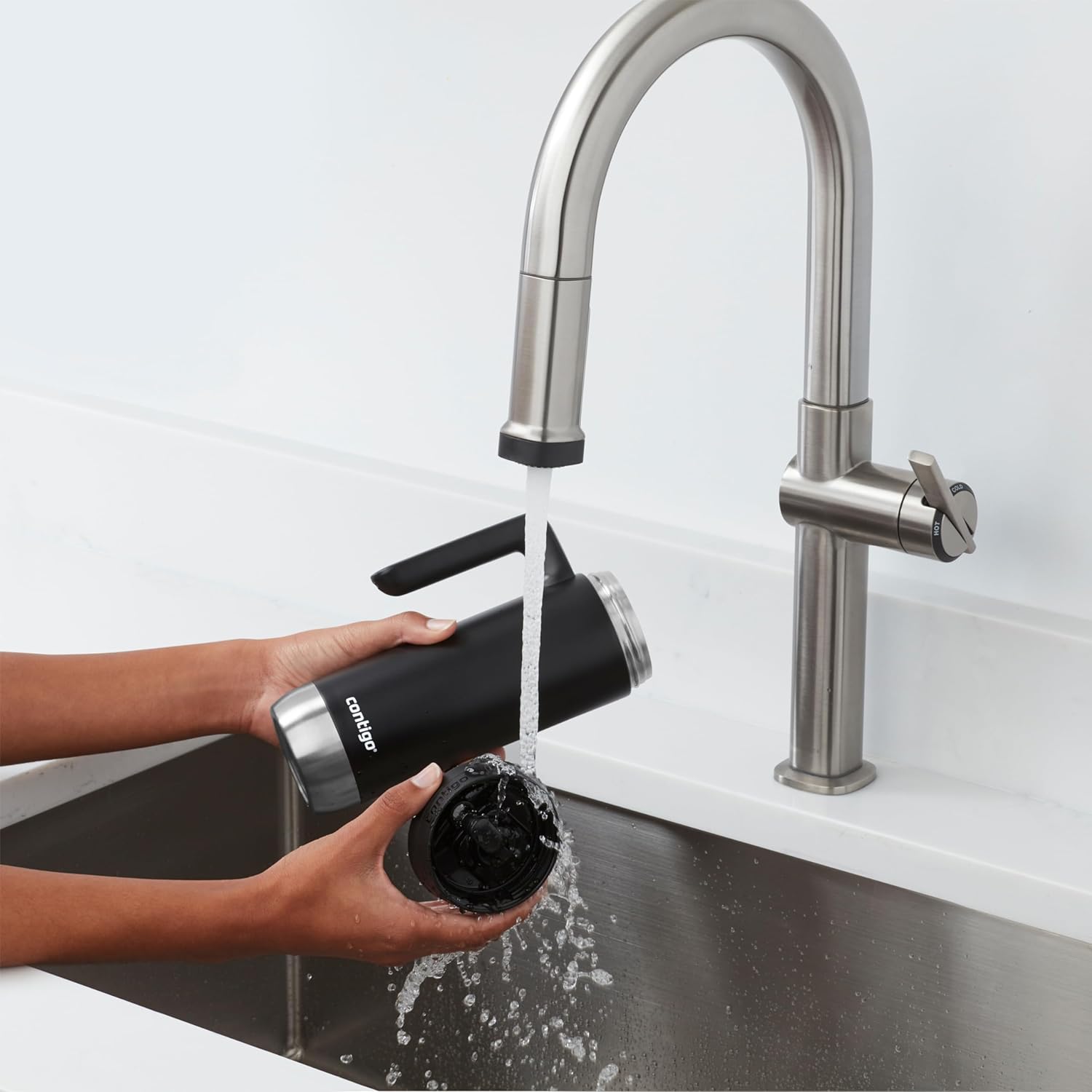 Contigo - Tasse de Voyage en Acier Inoxydable, Isotherme, Système SnapSeal, Capacité de 20oz, Noir - Simple Boutique