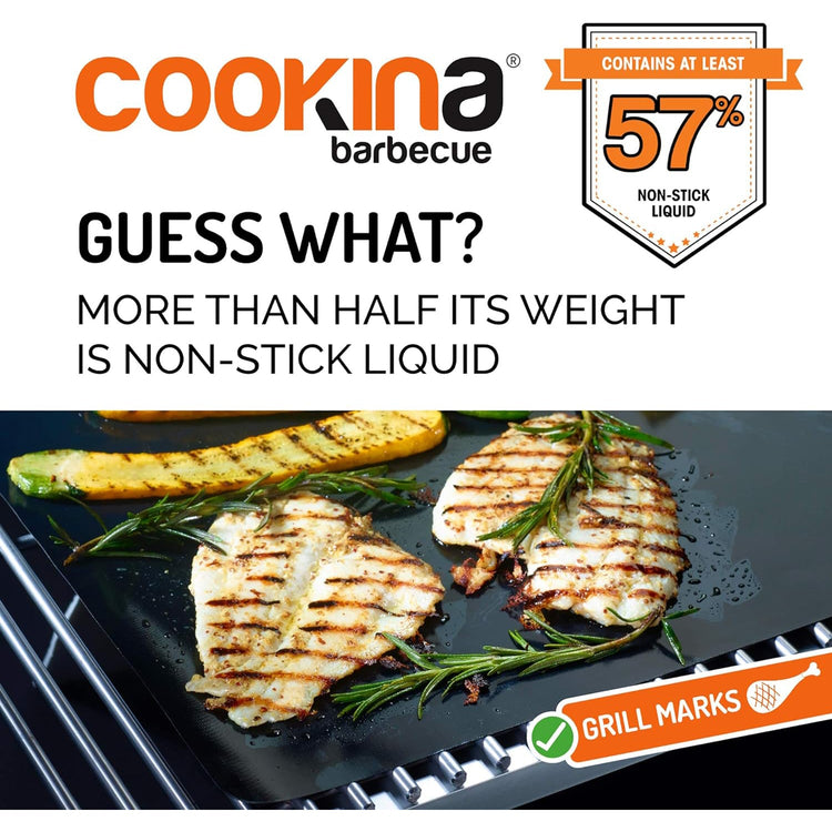 Cookina - Tapis de Cuisson Réutilisable pour BBQ, Antiadhésif, Facile à Nettoyer, Noir - Simple Boutique