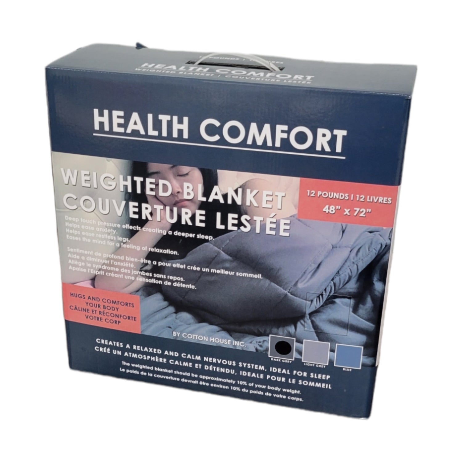 Cotton House - Couverture Lestée de 12 Livres, 48" x 72", Gris Foncé - Simple Boutique