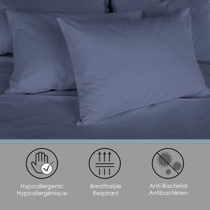 Cotton House - Ensemble de Drap en Bambou, Hypoallergénique, Grandeur Double, Bleu - Simple Boutique