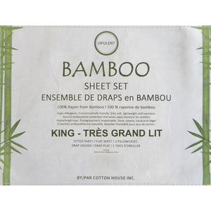 Cotton House - Ensemble de Drap en Bambou, Hypoallergénique, Grandeur King, Blanc - Simple Boutique
