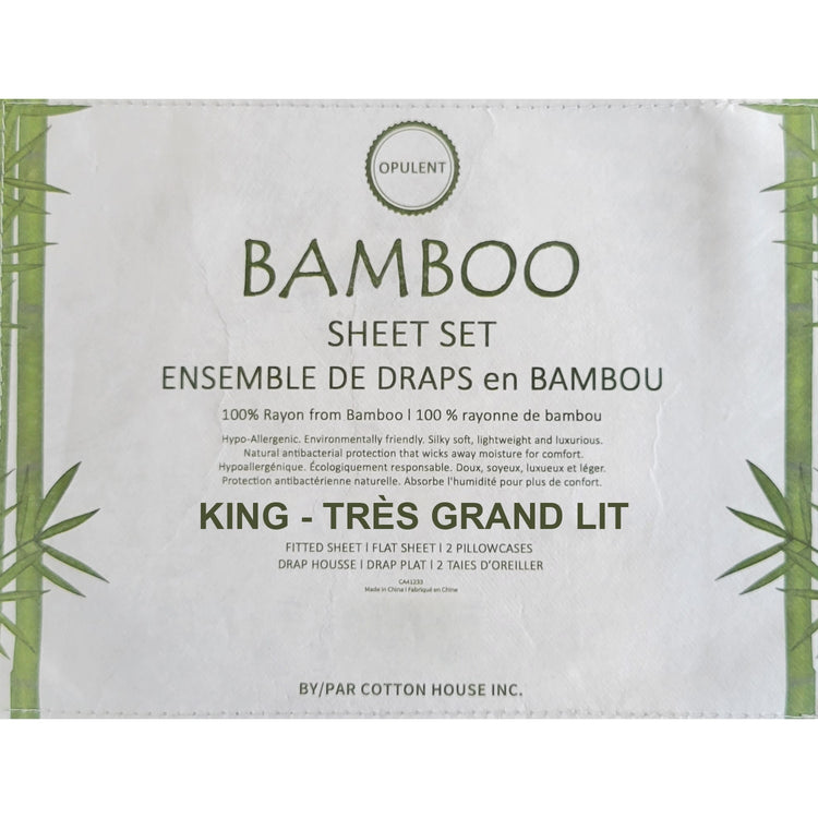 Cotton House - Ensemble de Drap en Bambou, Hypoallergénique, Grandeur King, Blanc - Simple Boutique