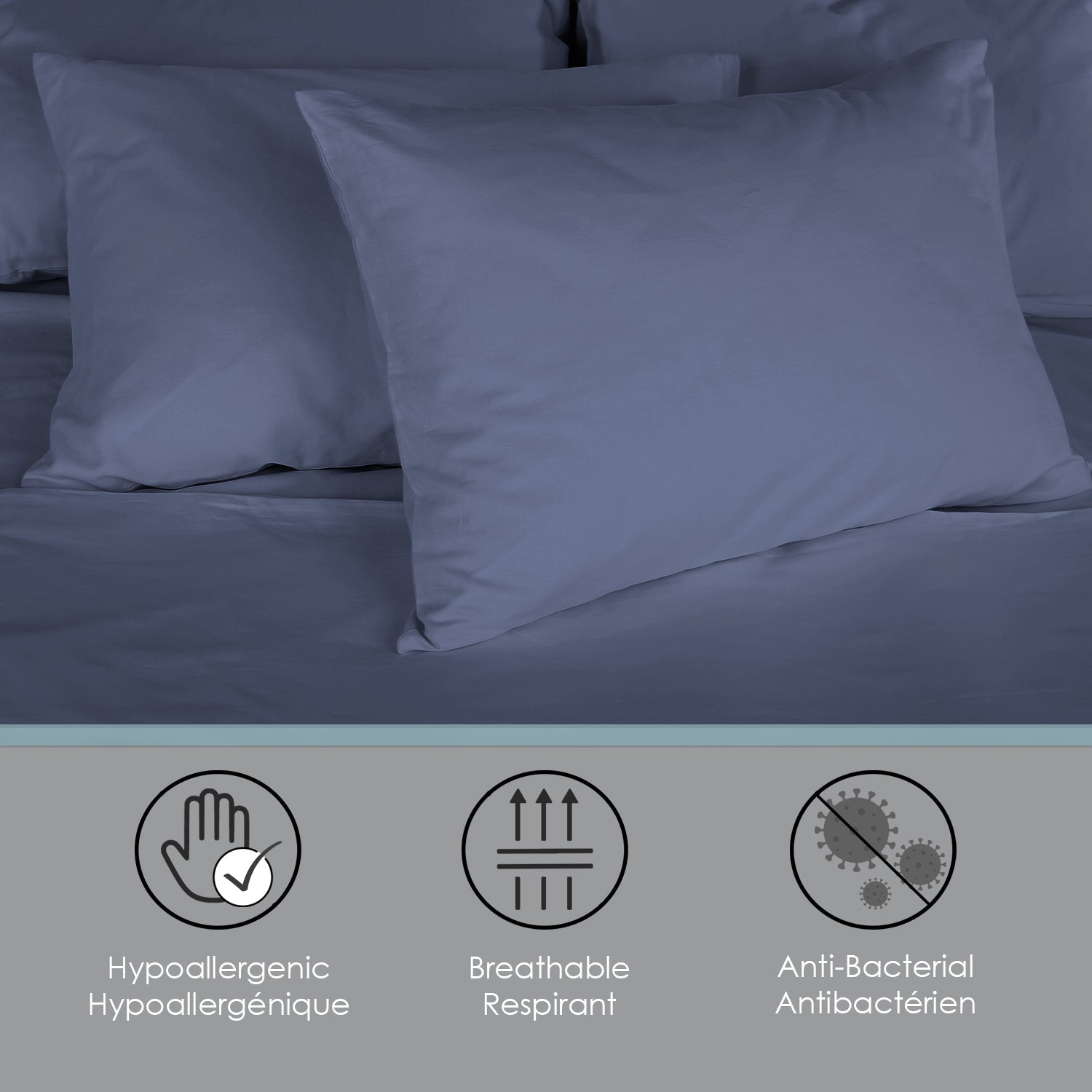 Cotton House - Ensemble de Drap en Bambou, Hypoallergénique, Grandeur King, Bleu - Simple Boutique
