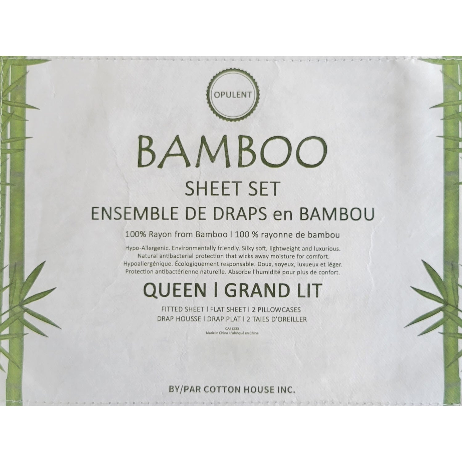 Cotton House - Ensemble de Drap en Bambou, Hypoallergénique, Grandeur Queen, Blanc - Simple Boutique