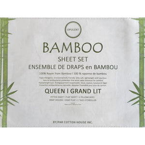 Cotton House - Ensemble de Drap en Bambou, Hypoallergénique, Grandeur Queen, Rose - Simple Boutique