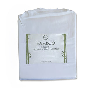 Cotton House - Ensemble de Drap en Bambou, Hypoallergénique, Grandeur Simple, Blanc - Simple Boutique