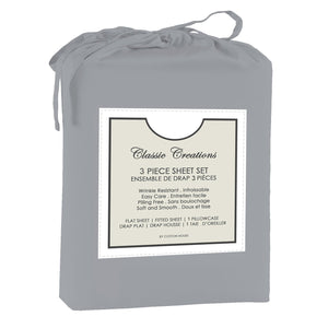 Cotton House - Ensemble de Drap en Microfibre Infroissable, Grandeur Simple, Gris Pâle - Simple Boutique