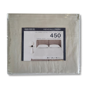 Cotton House - Ensemble de Draps 100% Coton, 450 Fils au Pouce Carré, Grandeur Double, Gris - Simple Boutique