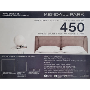 Cotton House - Ensemble de Draps 100% Coton, 450 Fils au Pouce Carré, Grandeur King, Blanc - Simple Boutique