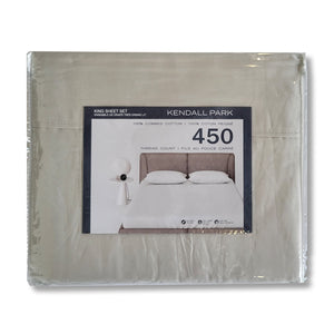 Cotton House - Ensemble de Draps 100% Coton, 450 Fils au Pouce Carré, Grandeur King, Gris - Simple Boutique