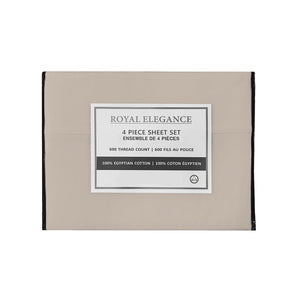 Cotton House - Ensemble de Draps 100% Coton Égyptien, 600 Fils par Pouce, Beige (2 Grandeurs Disponible) - Simple Boutique