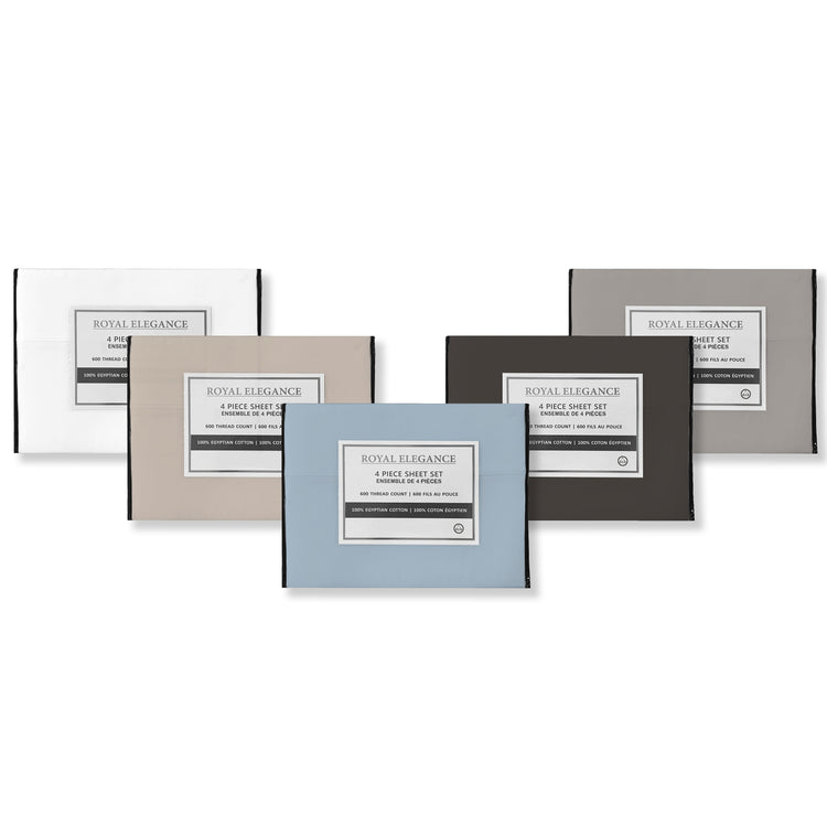 Cotton House - Ensemble de Draps 100% Coton Égyptien, 600 Fils par Pouce, Beige (2 Grandeurs Disponible) - Simple Boutique