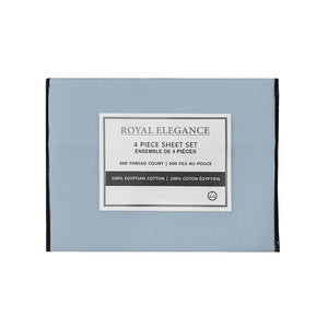 Cotton House - Ensemble de Draps 100% Coton Égyptien, 600 Fils par Pouce, Bleu (2 Grandeurs Disponible) - Simple Boutique