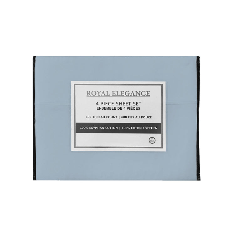 Cotton House - Ensemble de Draps 100% Coton Égyptien, 600 Fils par Pouce, Bleu (2 Grandeurs Disponible) - Simple Boutique