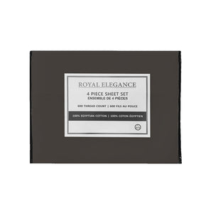 Cotton House - Ensemble de Draps 100% Coton Égyptien, 600 Fils par Pouce, Gris Foncé (2 Grandeurs Disponible) - Simple Boutique