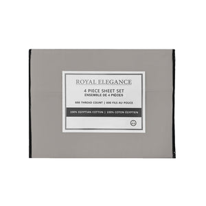 Cotton House - Ensemble de Draps 100% Coton Égyptien, 600 Fils par Pouce, Gris Pâle (2 Grandeurs Disponible) - Simple Boutique